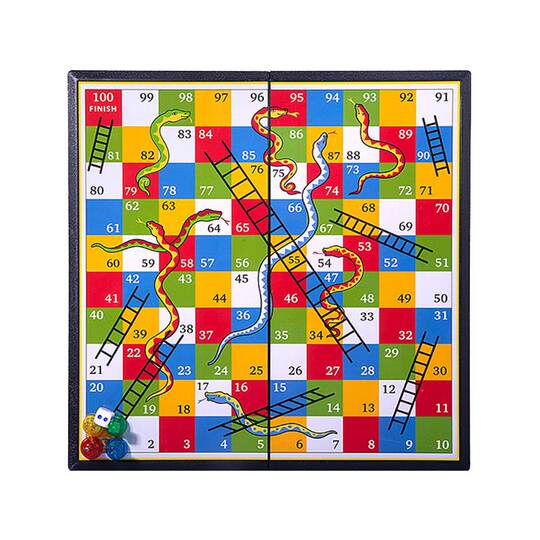  Snakes and Ladders Game (Wooden Board) - Classic Board Game for Kids 