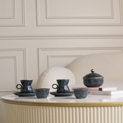 Grey ceramic coffee and tea set