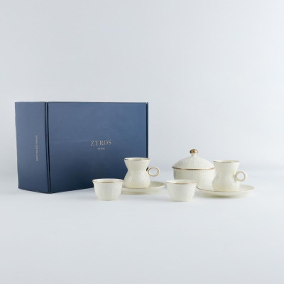 White ceramic coffee and tea set.