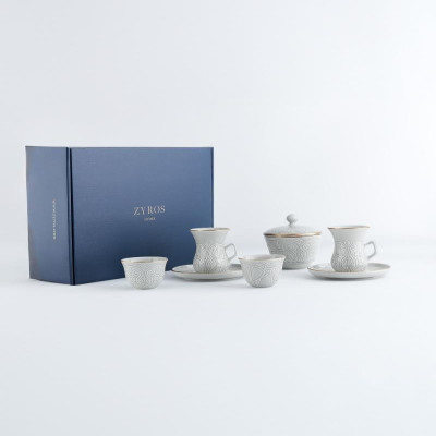 White coffee and tea cup set.