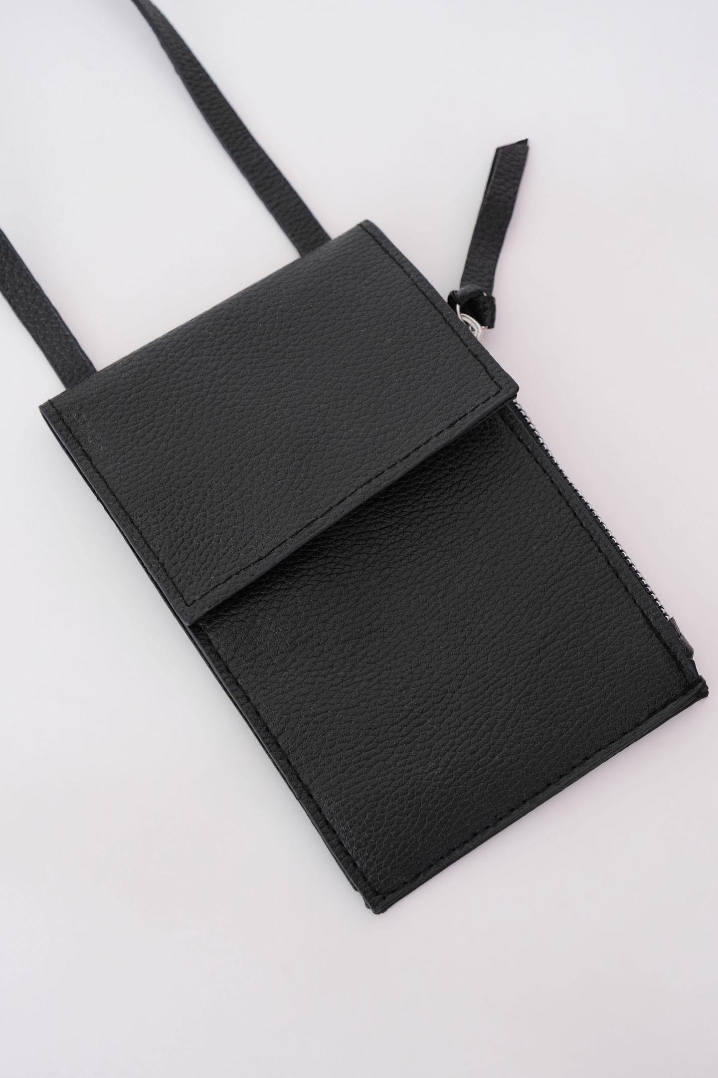 حقيبة محفظة سوداء بتصميم للهاتف نسائية