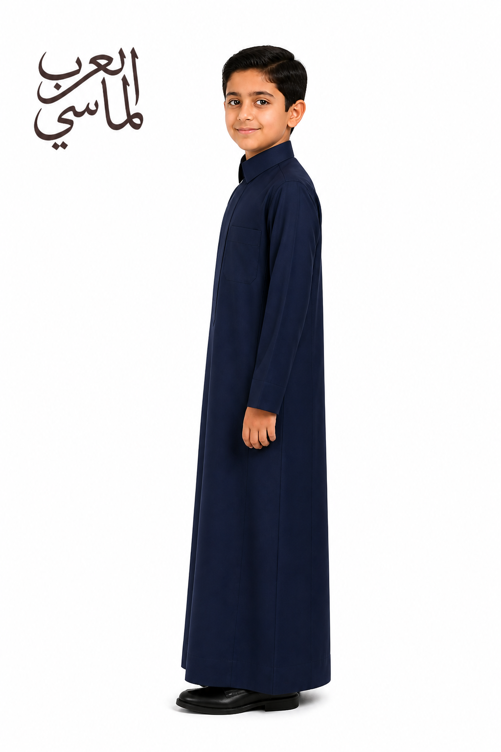 ثوب أطفال كحلي أنيق بتصميم سعودي كلاسيك – ثوب العرب متجر العرب الماسي