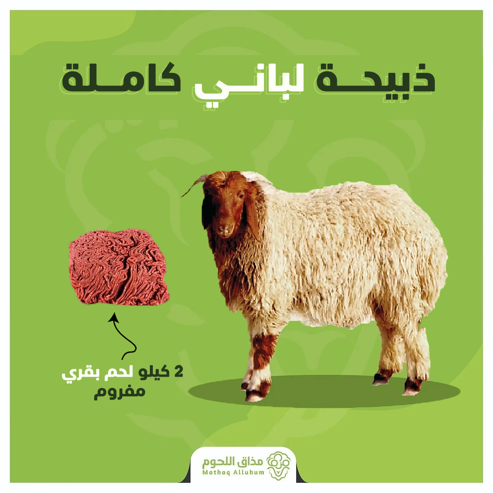 ذبيحة لباني + 2 كيلو لحم بقري مفروم