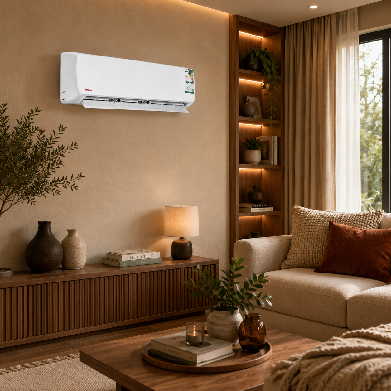 مكيف نيكاي سبليت 1.5 طن جداري بلون أبيض ناصع وتصميم عصري موفر للاستهلاك