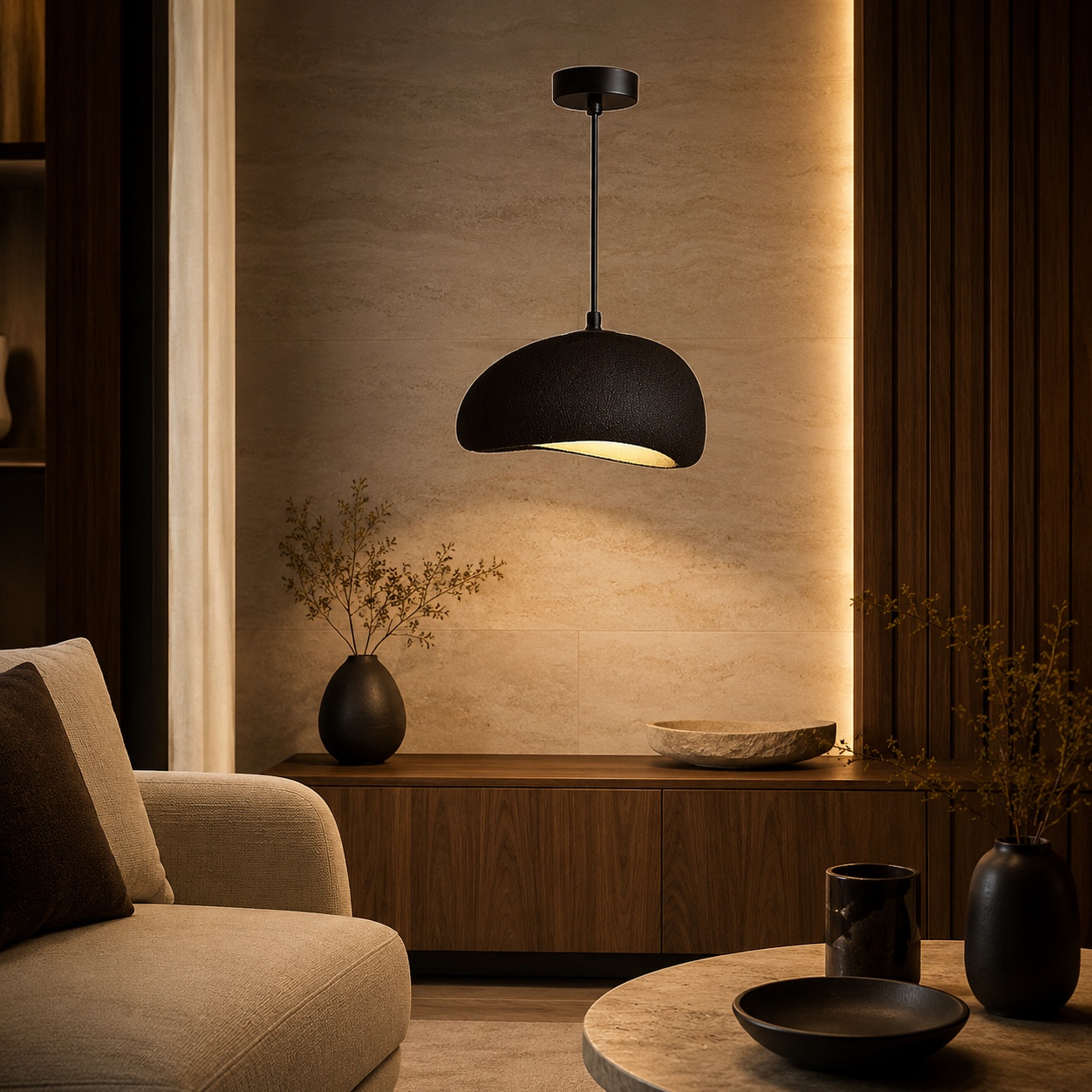 علاقي مودرن باللون الأسود بقطر 30 سم، مزود بقاعدة لمبة E27×1، يتميز بتصميم أنيق وعصري يناسب المطابخ، غرف الطعام، المداخل، المقاهي والمجالس، ويضفي لمسة فاخرة على الديكور الداخلي.