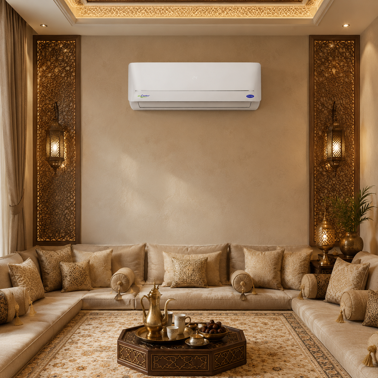 مكيف كارير كريشن سبليت 3 طن جداري أبيض بتصميم قوي وأداء تبريد صناعي متطور