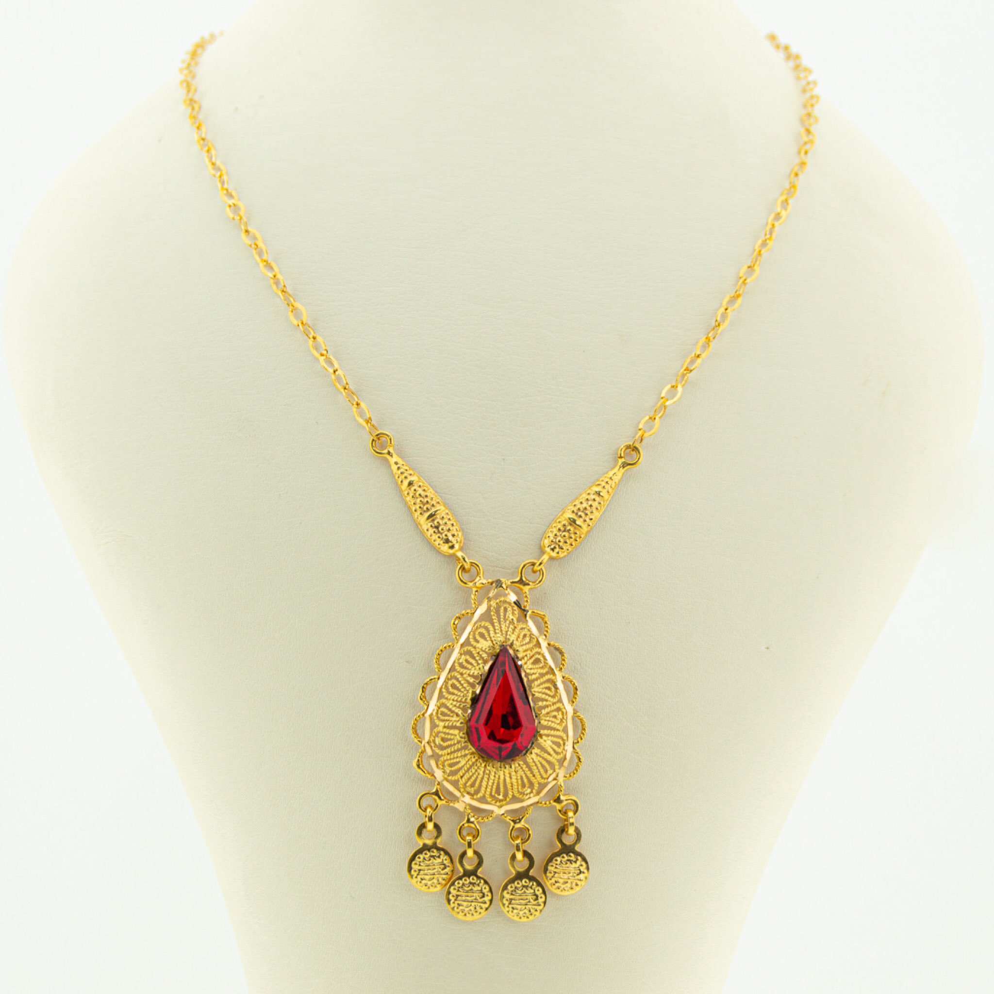  Red drop necklace 21k, gold 