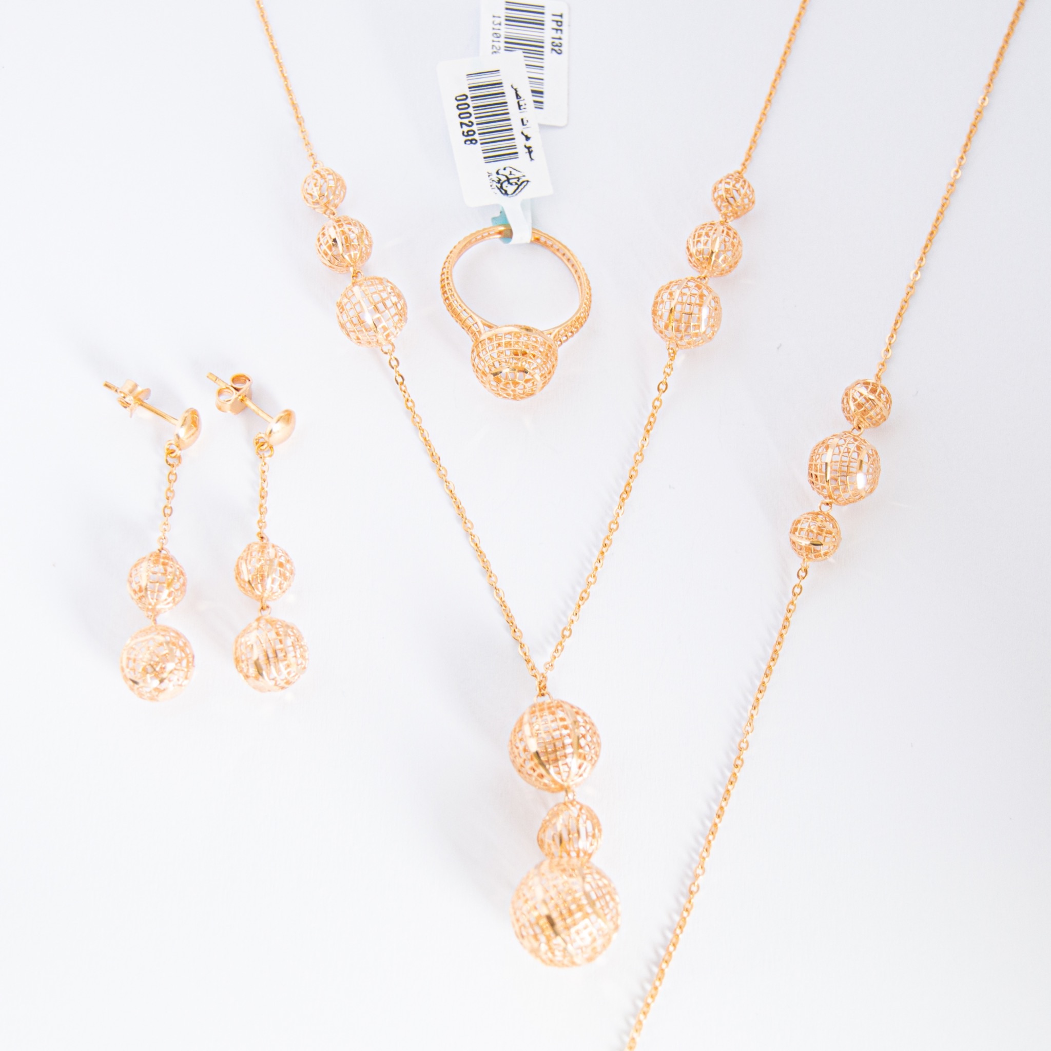  Globe gold set, 21k 