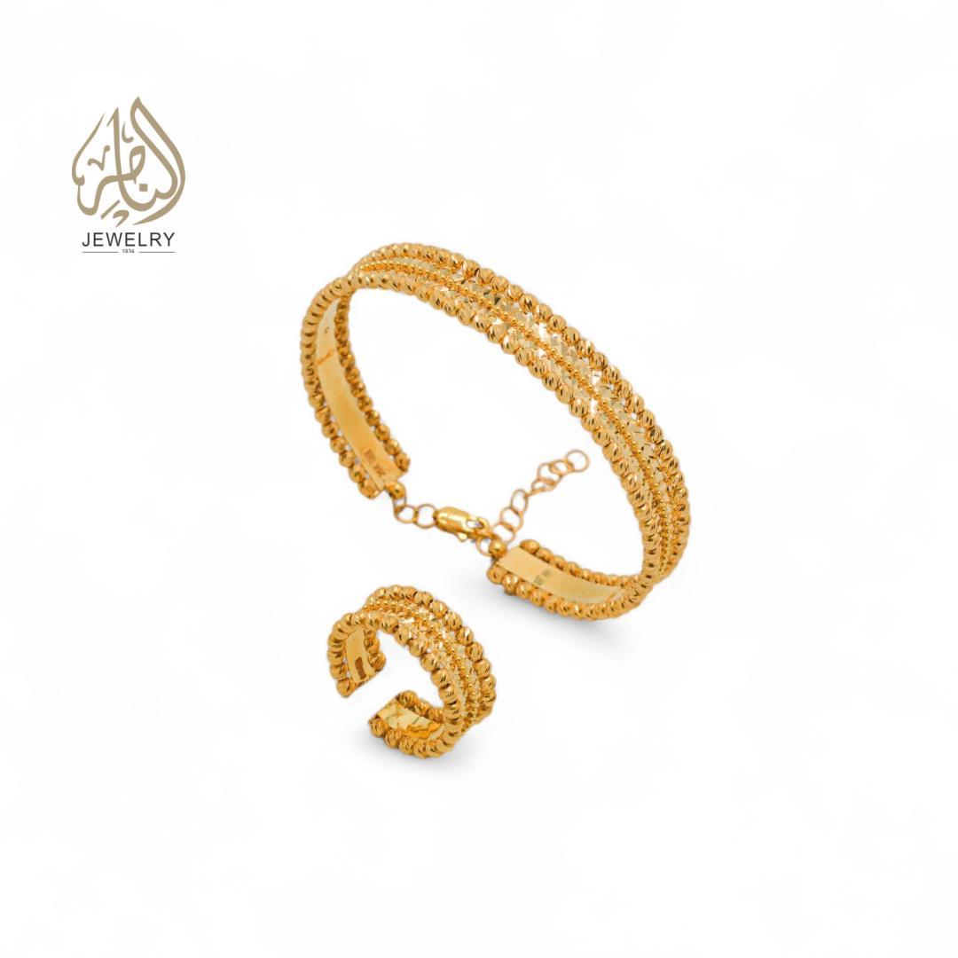  طقم سواره وخاتم ذهب عيار ٢١ قيراط  