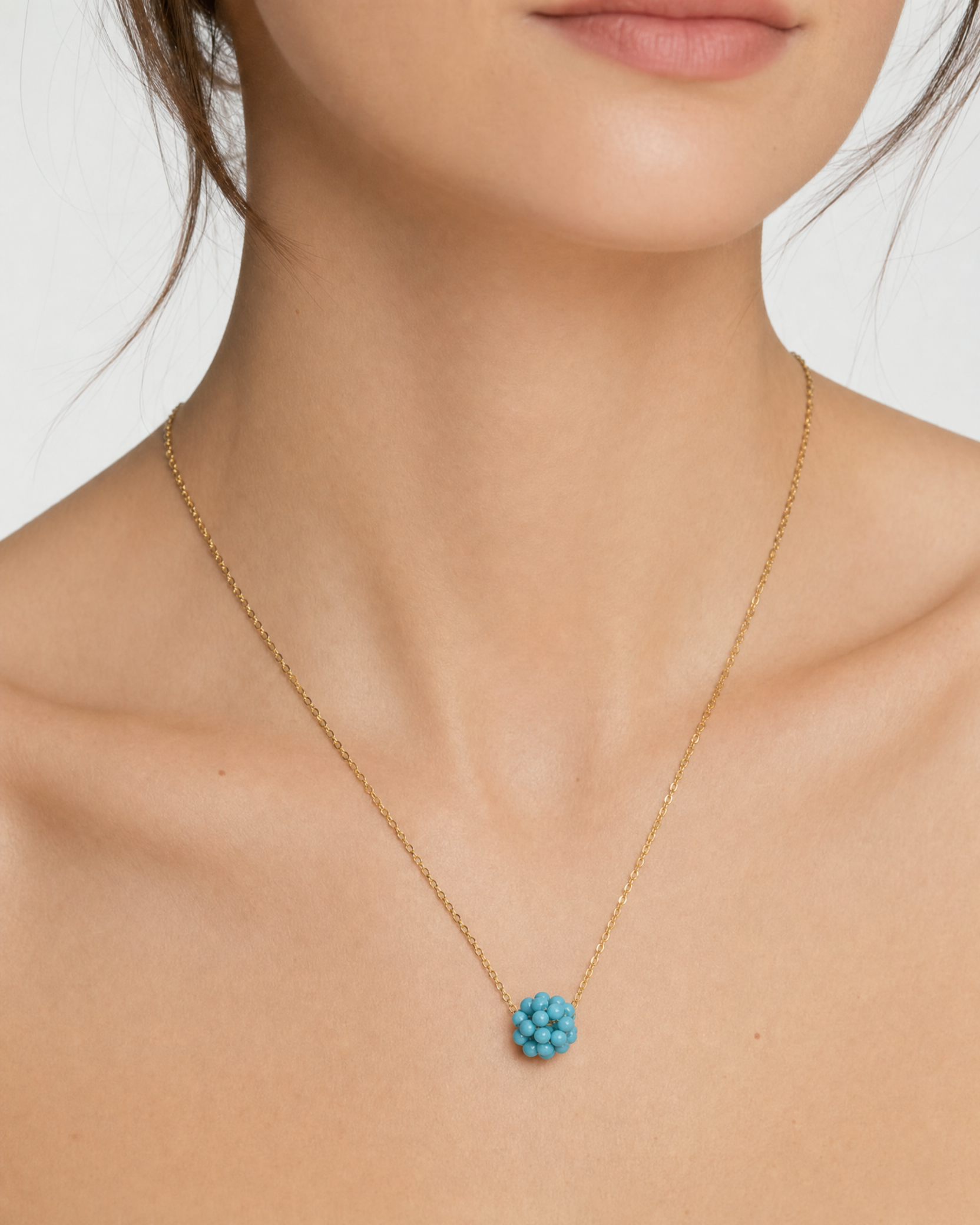  blue necklace 18k, gold  