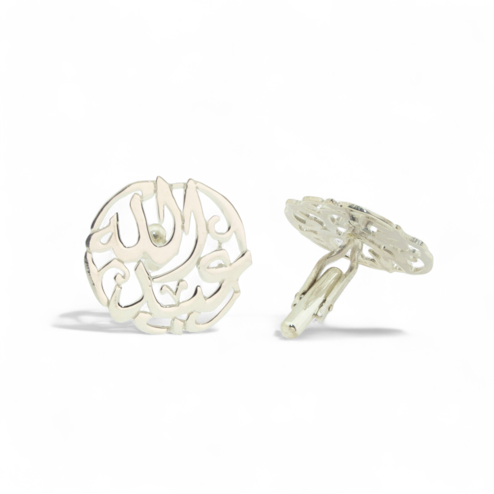   Rounded cuff button for men, silver 