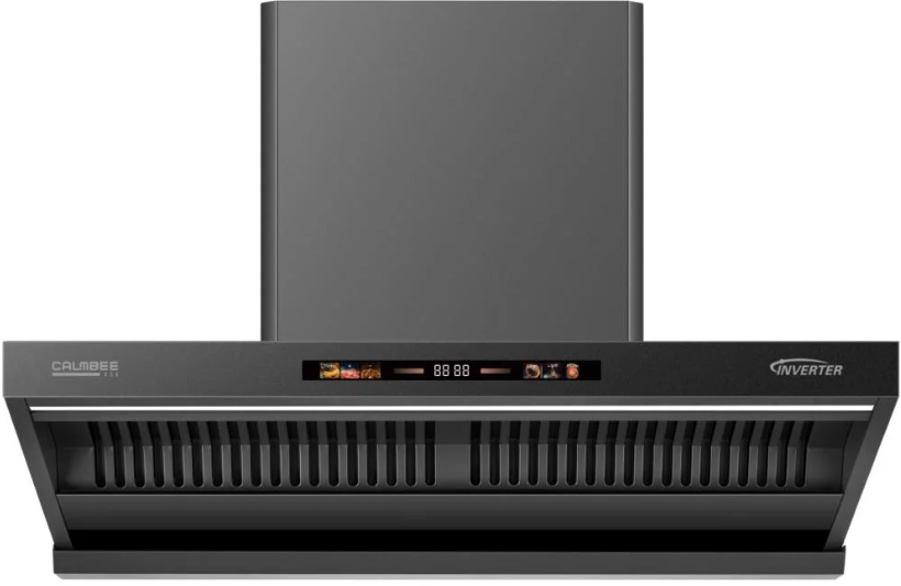  CALMBEE Kitchen Hood – T-Shape Design 90 cm 1300 m³/h Suction Power | Touch & Hand Sensor Control | Premium Black  Model: S9001 