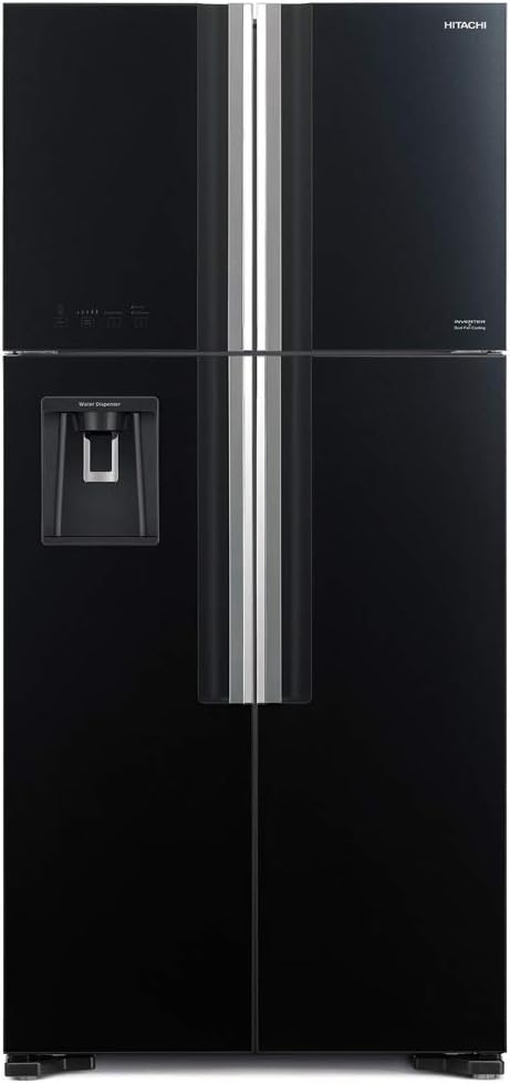  هيتاشى ثلاجة 4 ابواب دولابي -  19.1 قدم زجاج اسود - موديل R-W660PS7GBK 