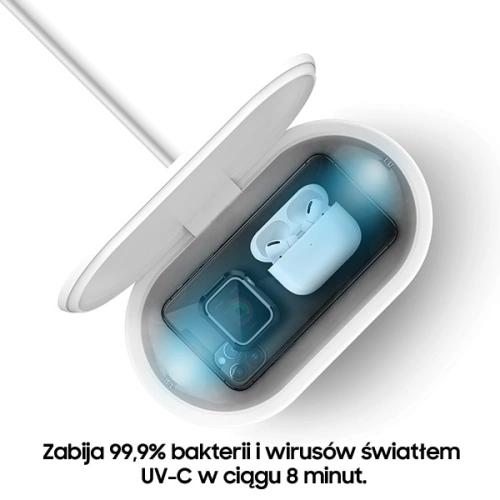  جهاز  تعقيم UV-C بالاشعة فوق البنفسجية مع شحن لاسلكي للأجهزة الجوال والساعات والسماعات والمجوهرات والنظارات -اللون ابيض - موديل UNIQ230WHT 