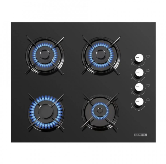  سطح غاز كومتيل زجاج - 60*60 سم - 4 شعلات - اشعال ذاتي - لون أسود - 515614 - موديل C6540BTF 