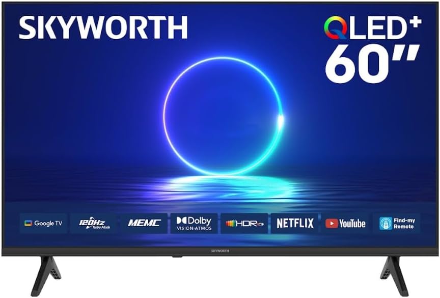  شاشة سكاي ورث 60 بوصة - كيو لد QLED - معدل التحديث 120 هرتز - رسيفر داخلي - نظام الصوت دولبي - نظام التشغيل GOOGLE TV  - ريموت تحكم صوتي - موديل 60Q6800H  