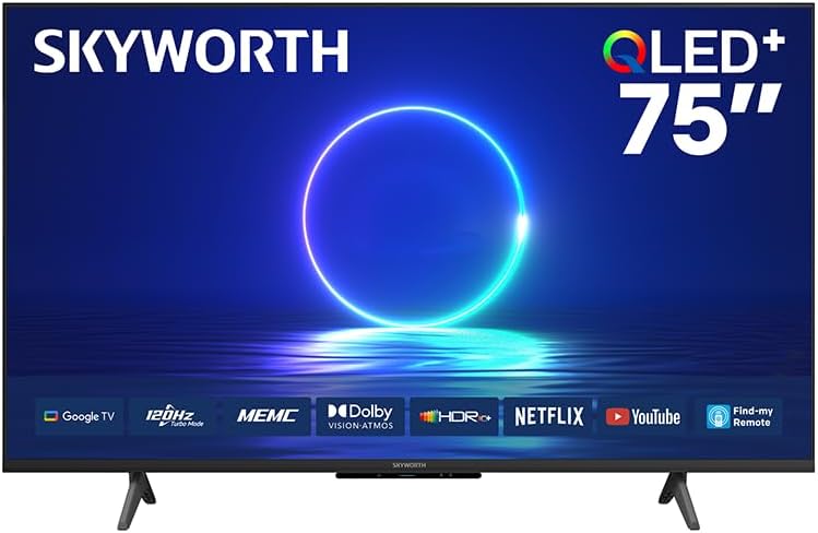  شاشة سكاي ورث 75 بوصة - 4K - كيو لد QLED - معدل التحديث 120 هرتز - رسيفر داخلي - نظام الصوت دولبي - نظام التشغيل GOOGLE TV - ريموت تحكم صوتي - موديل 75Q6800H  