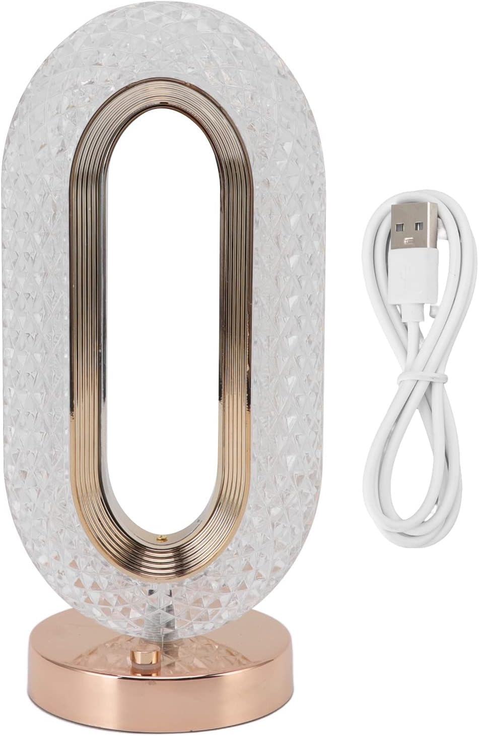  مصباح طاولة كريستال ليلي قابل للتعتيم ثلاثي الاتجاهات يعمل باللمس مع منافذ شحن USB وظل كريستالي للعناية بالعيون، مصباح طاولة بجانب السرير لغرفة النوم وغرفة المعيشة والمكتب - موديل  VK-7138 