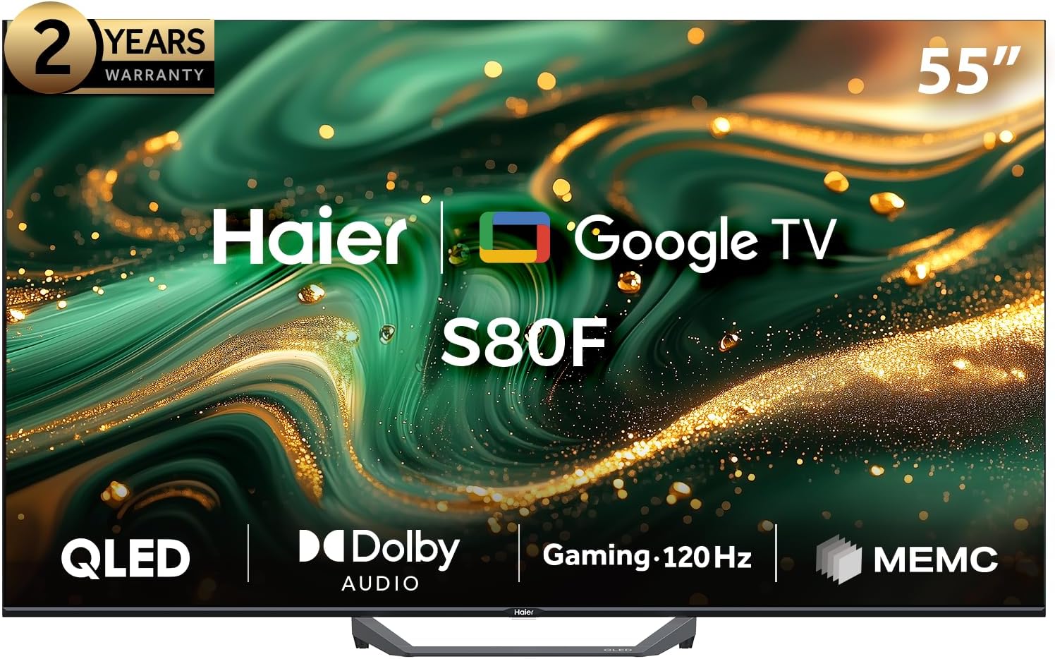  شاشة هاير 55 بوصة QLED سمارت Google TV بدقة 4K UHD - دولبي فيجن واتموس - H55S80FUX 