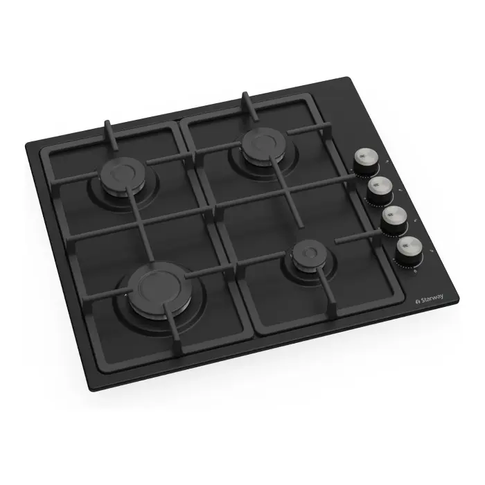  سطح غاز ستار واي 4 عيون 60x60 سم - مفاتيح جانبية - أسود - SWBH6604-BF025 