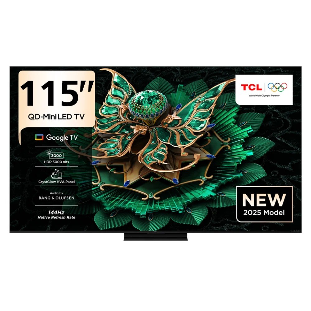  تي سي ال شاشة وتلفزيون 115 بوصة سمارت كيو دي ميني لد QD-MINI LED - معدل التحديث 144HZ - رسيفر داخلي - نظام جوجل تي في Google TV -موديل 115C7K 