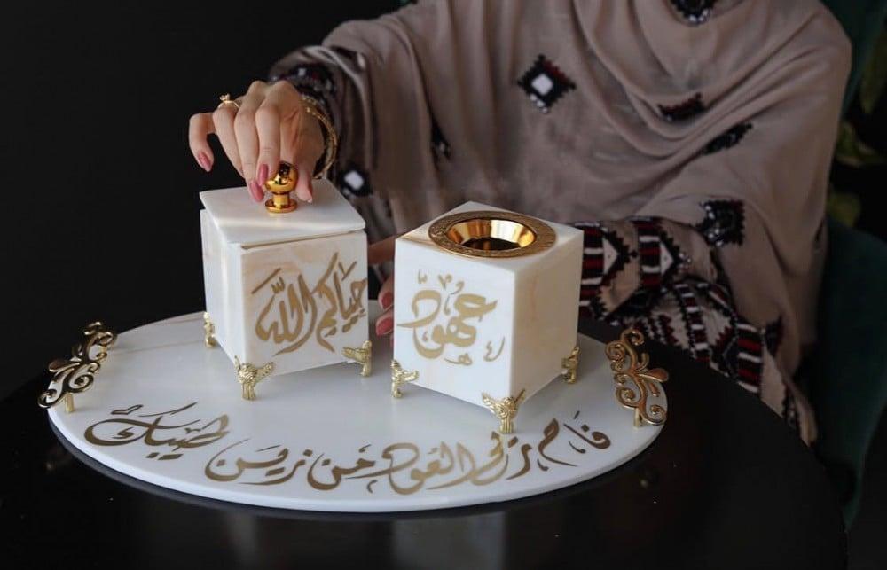  طقم مباخر بالاسم رخام 