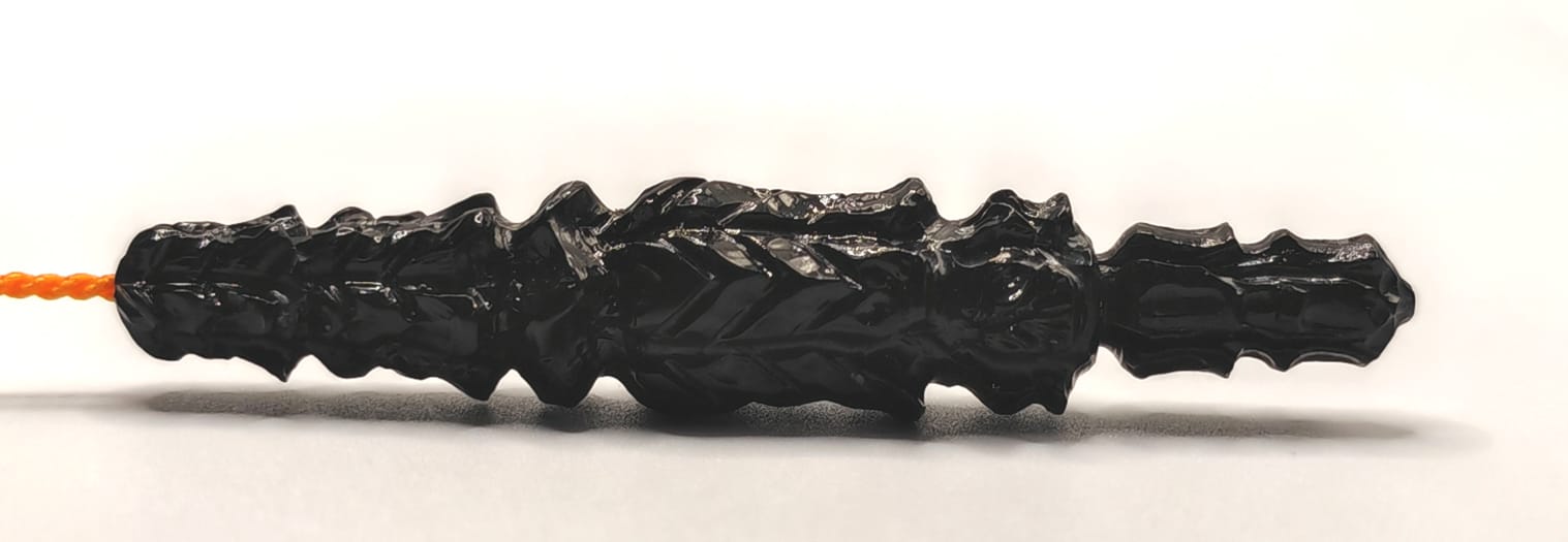 Luxury Partially Carved Black Catalin Misbaha with Istanbul Shape Beads Turkish Crafted