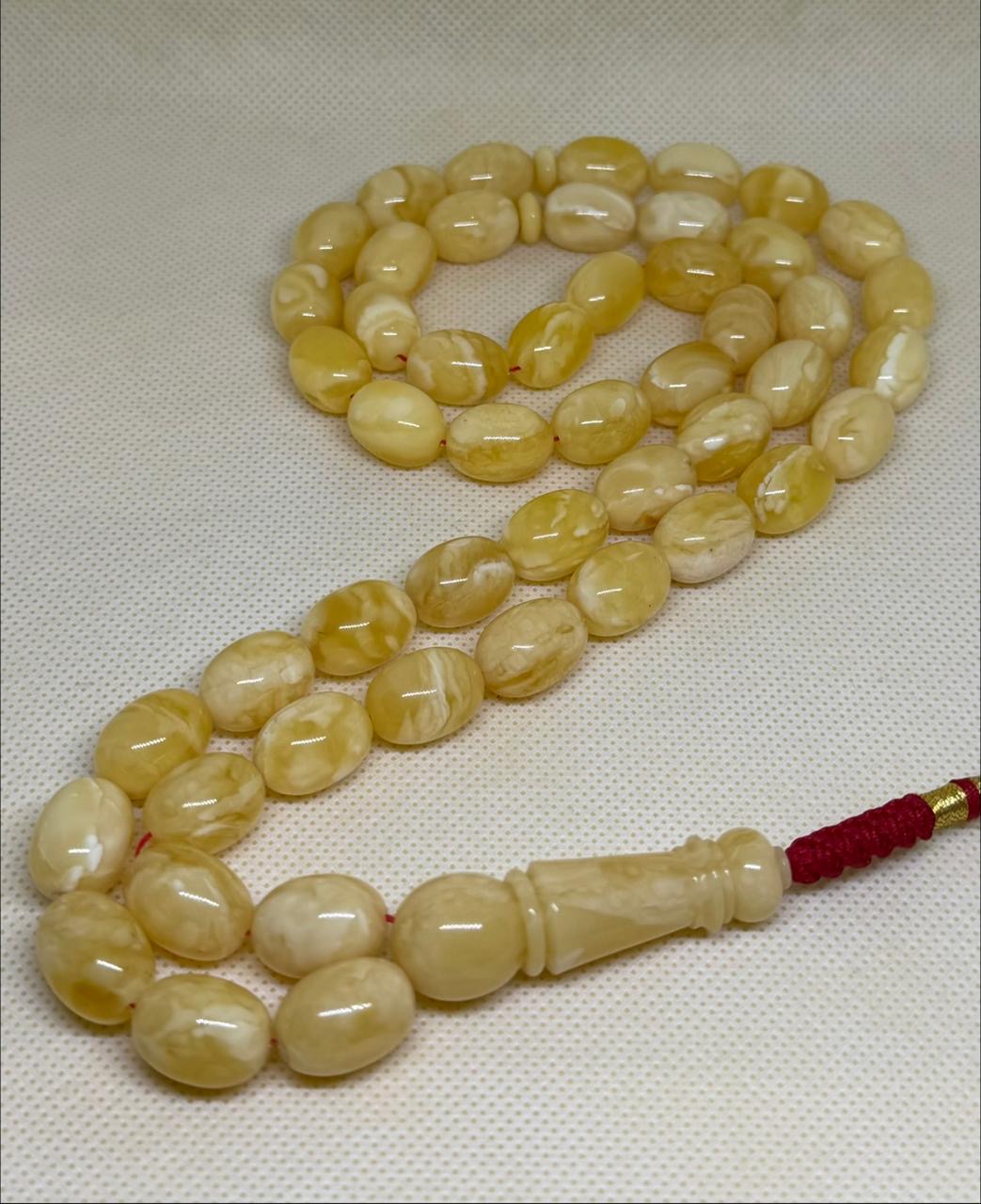 Luxury Natural Amber Nuggets Misbaha with Pigeon Egg Beads