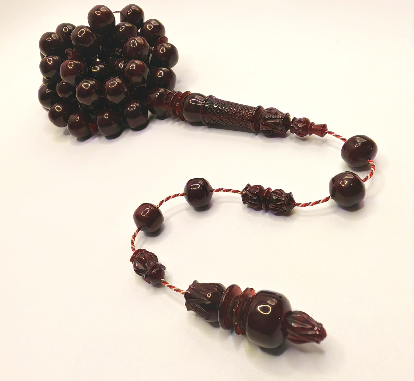 Luxury Cocoa Vintage Bakelite Misbaha with Ball Nose Beads