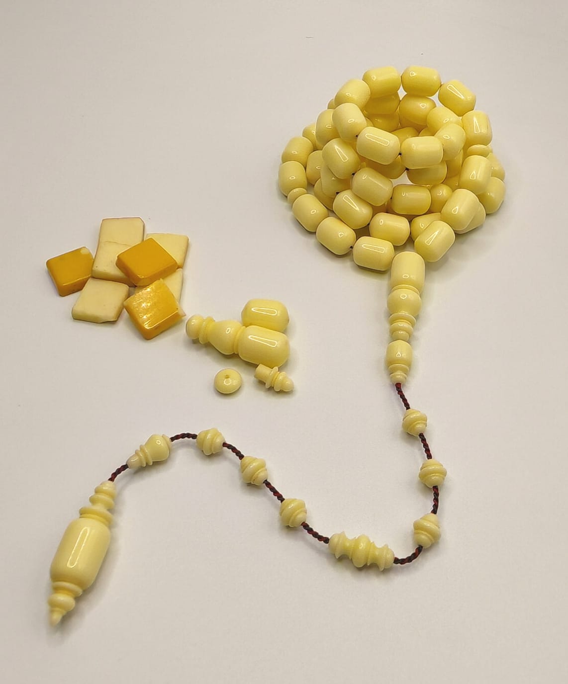 Luxury Vintage Domino Bakelite Misbaha with Barrel Beads and Full Accessories Crafted by Al Osta Mousa