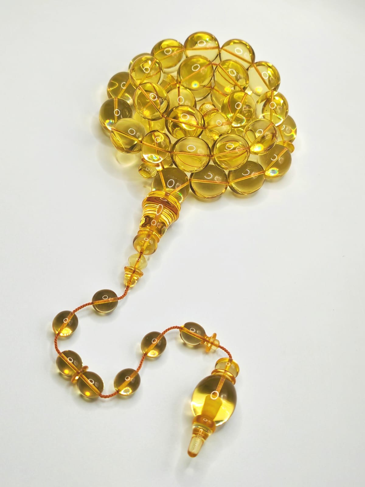 Luxury Transparent German Rod Bakelite Misbaha with Pigeon Egg Beads by Bilal Farid