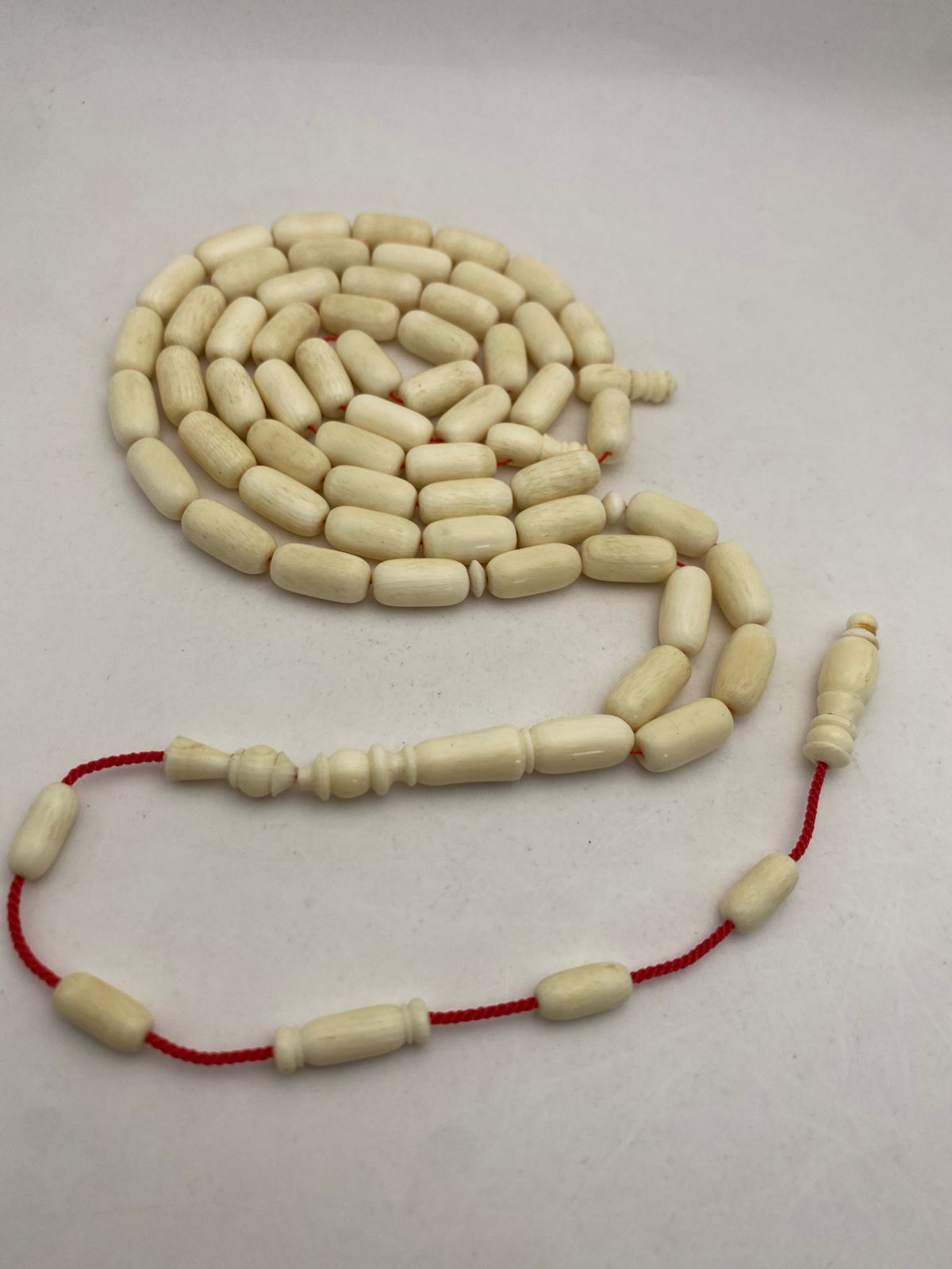 Luxury Creamy Ivory Elephant Ivory Misbaha with Barrel Beads