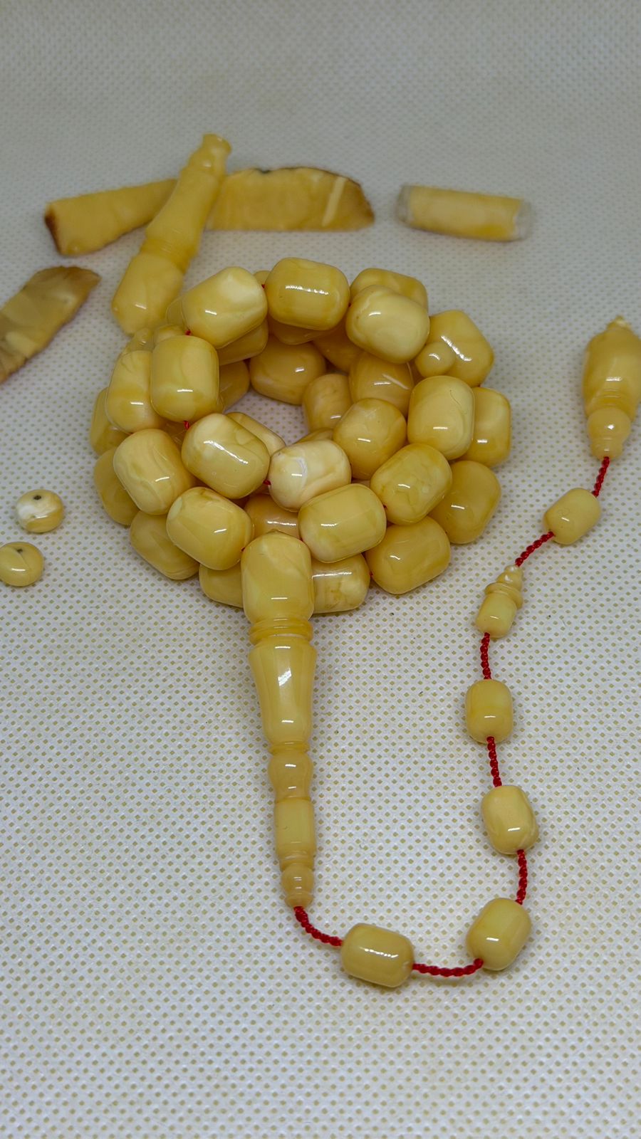 Natural amber single stone misbaha with 45 box beads size 9.5x13mm.