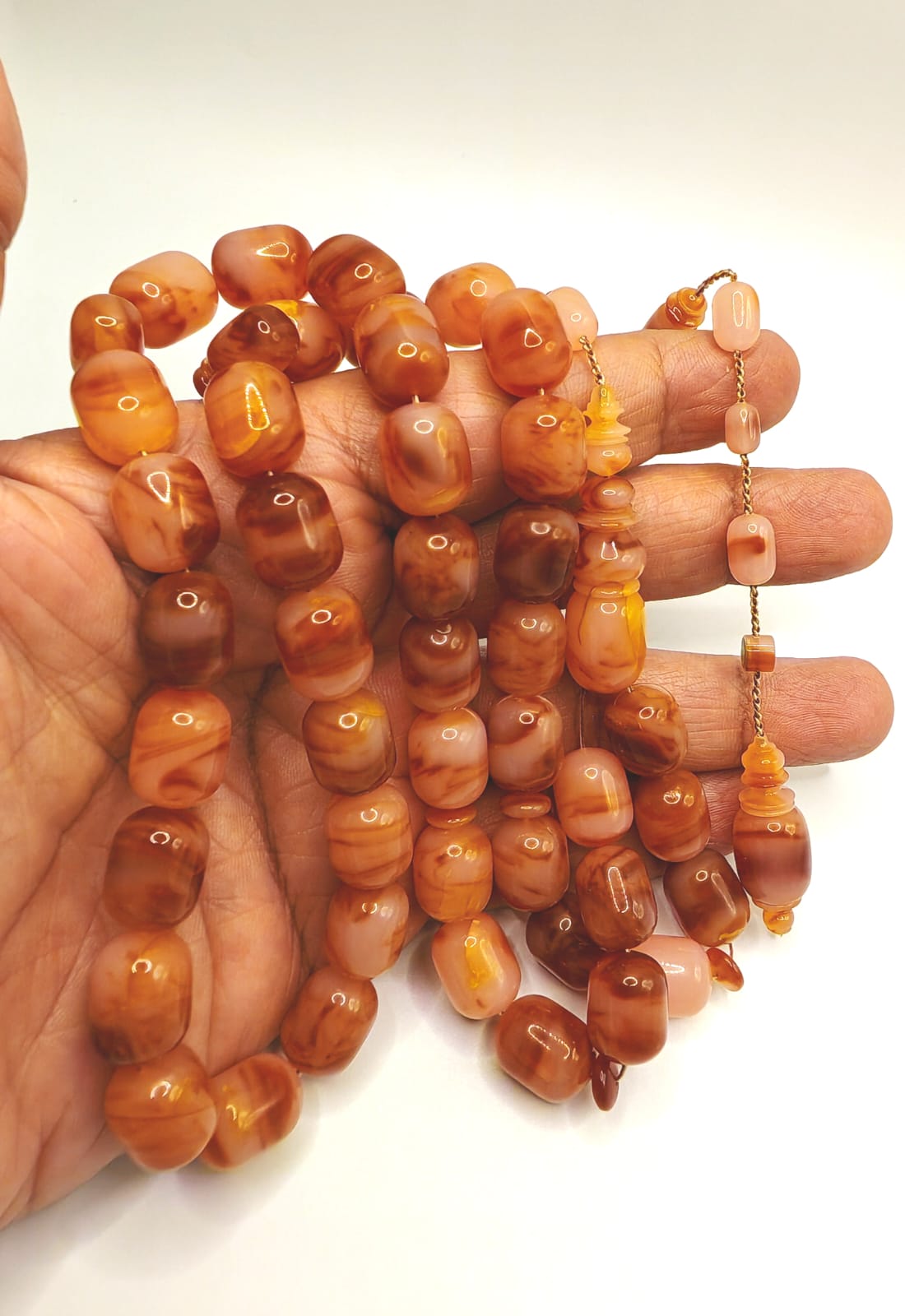Luxury  Marbled Crackled French Rod Bakelite Misbaha with Box Shape Beads Crafted by Qasr Al Sibha