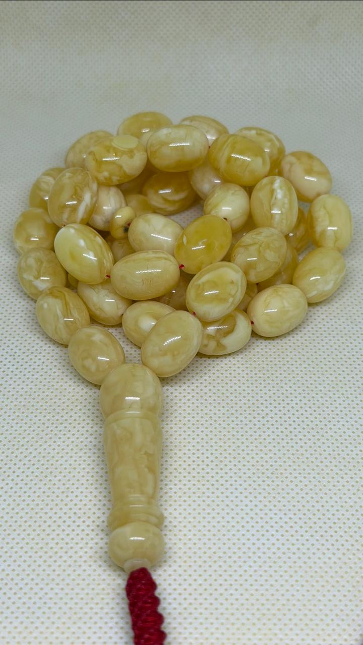 Luxury Natural Amber Nuggets Misbaha with Pigeon Egg Beads