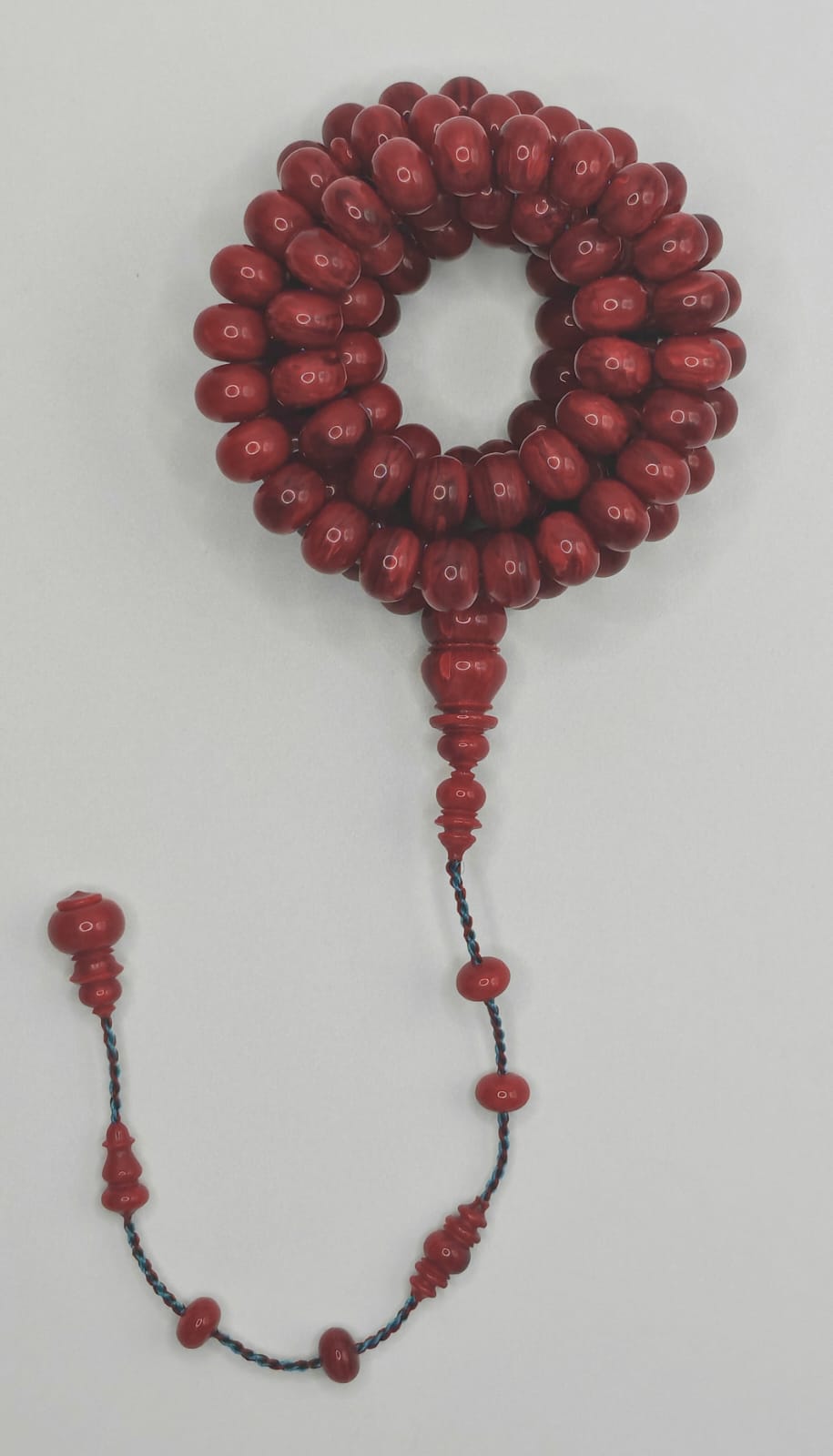 Luxury Mulberry Marbled Vintage Bakelite Rulers Misbaha with Round Beads