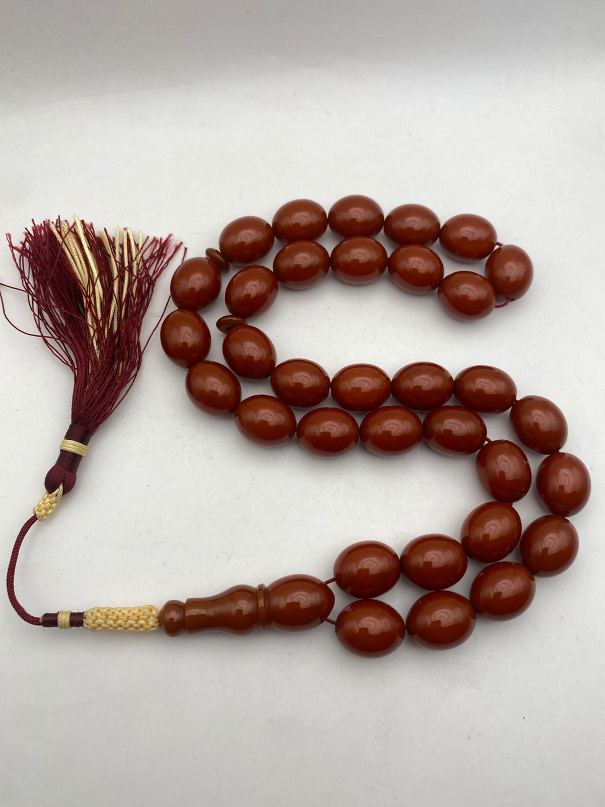 Luxury Cherry Vintage Muski Bakelite Misbaha with Pigeon Egg Beads