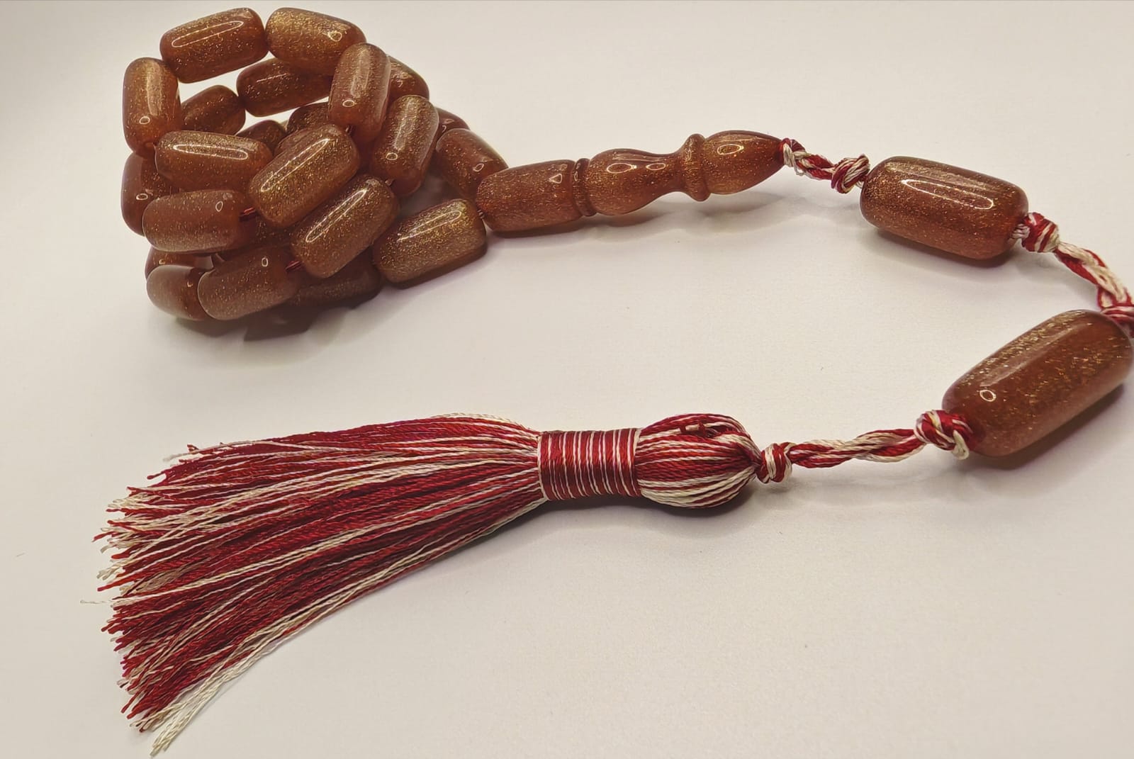 Luxury Modern Cast Bakelite Misbaha with Barrel Beads