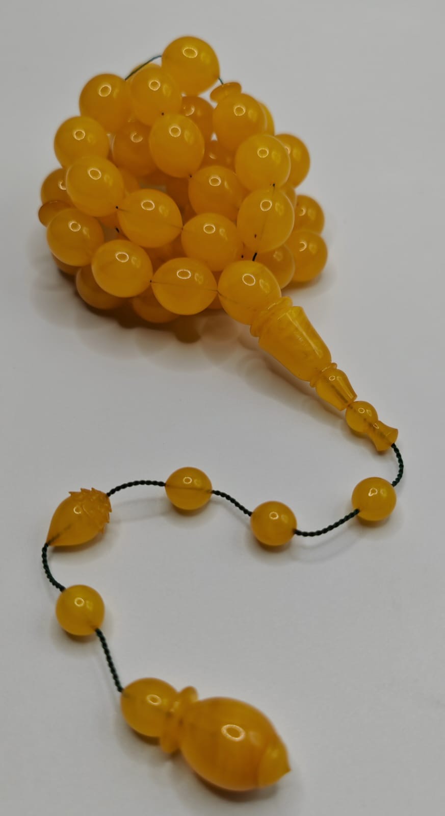 Luxury Potato Color Old Pressed Desk-Style Bakelite Misbaha with Pigeon Egg Beads by Ozjan Ata