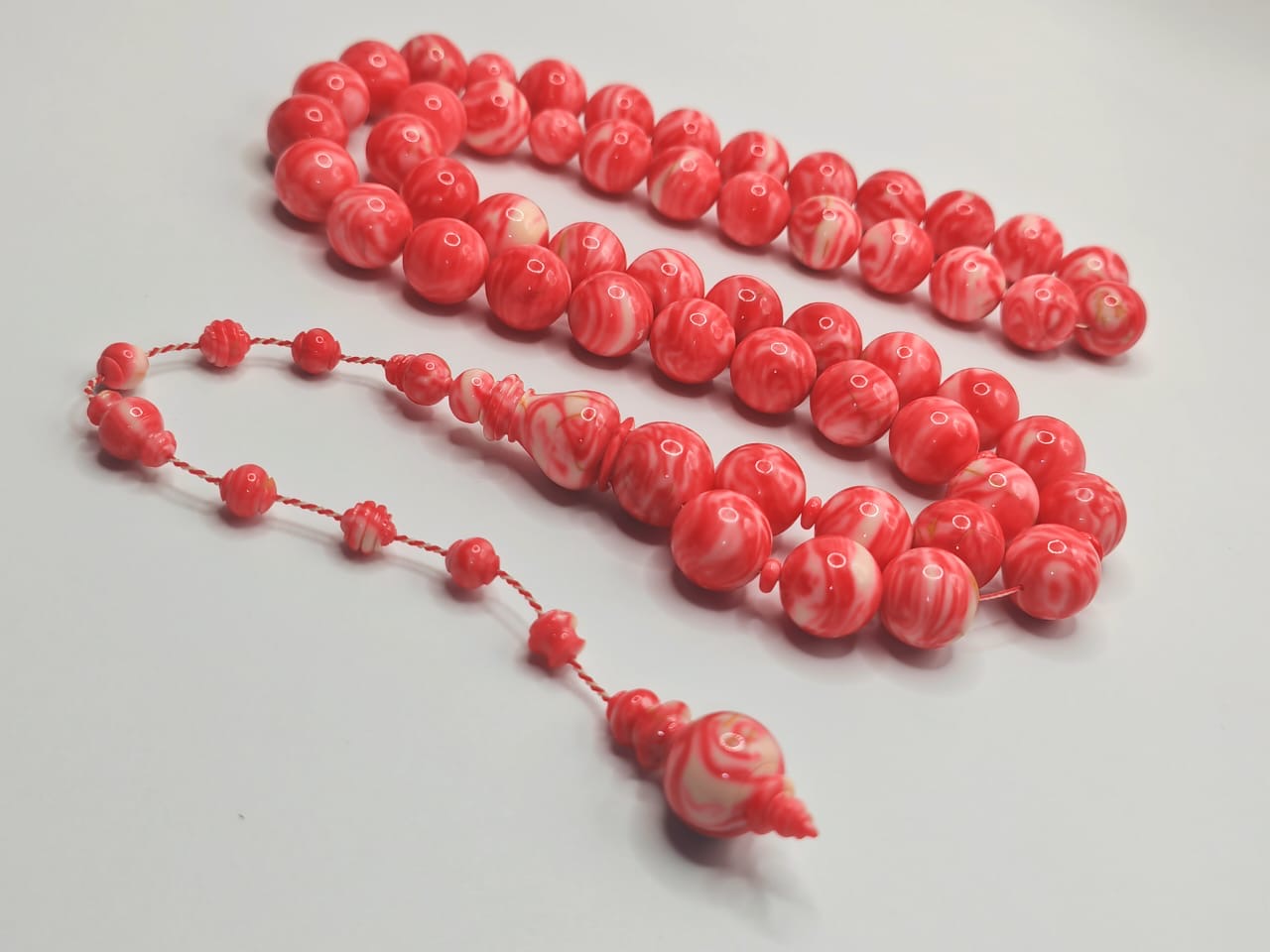 Luxury Cracked Rod Bakelite Misbaha with Round Beads by Art Factory
