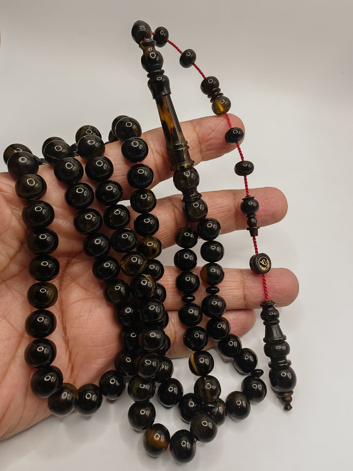 Luxury Natural Black Tersa Misbaha with Inflated Dhurwi Beads Crafted by Saeed Al Namki