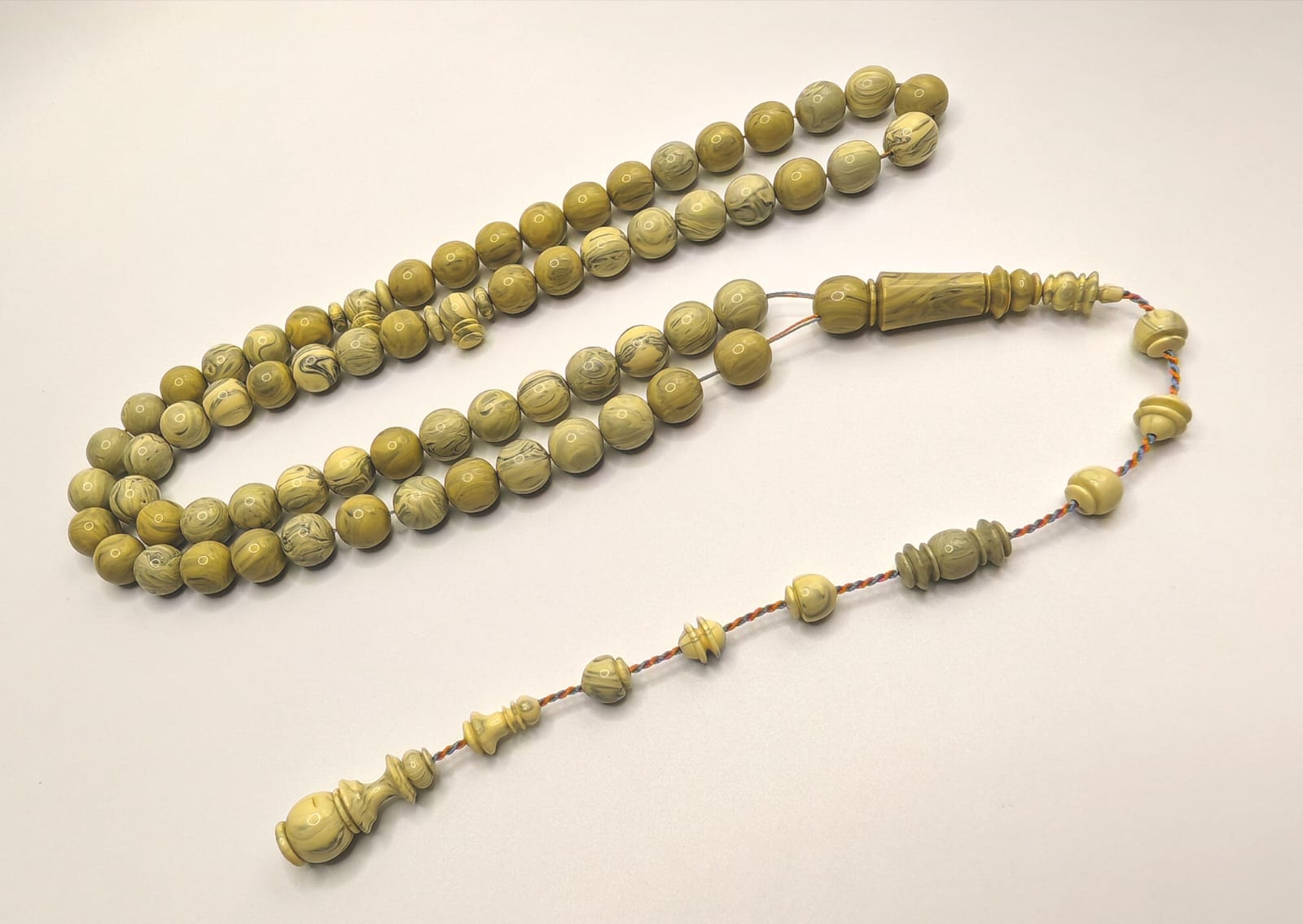 Luxury Light Farza Vintage Chernobyl Handle Misbaha with Round Beads