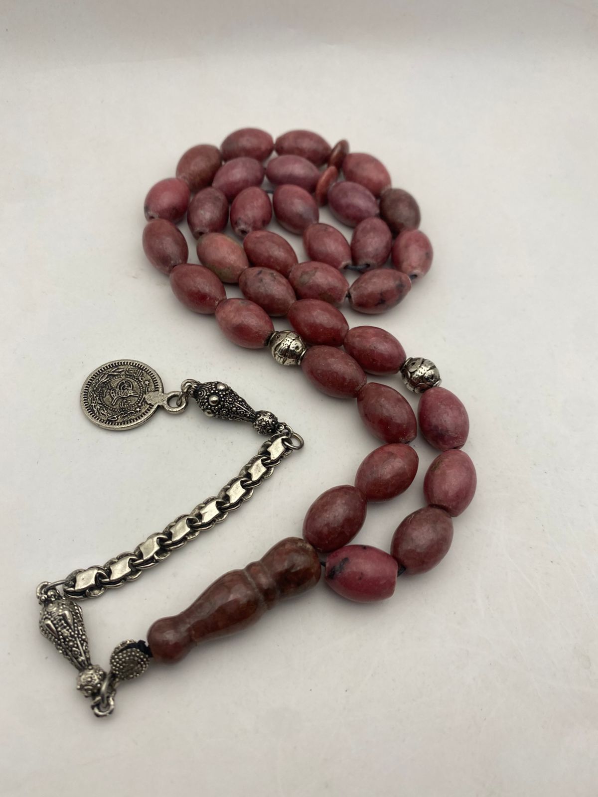 Luxury Natural Rhodonite Stone Misbaha with Dhurwi Beads and Mulham Shahid