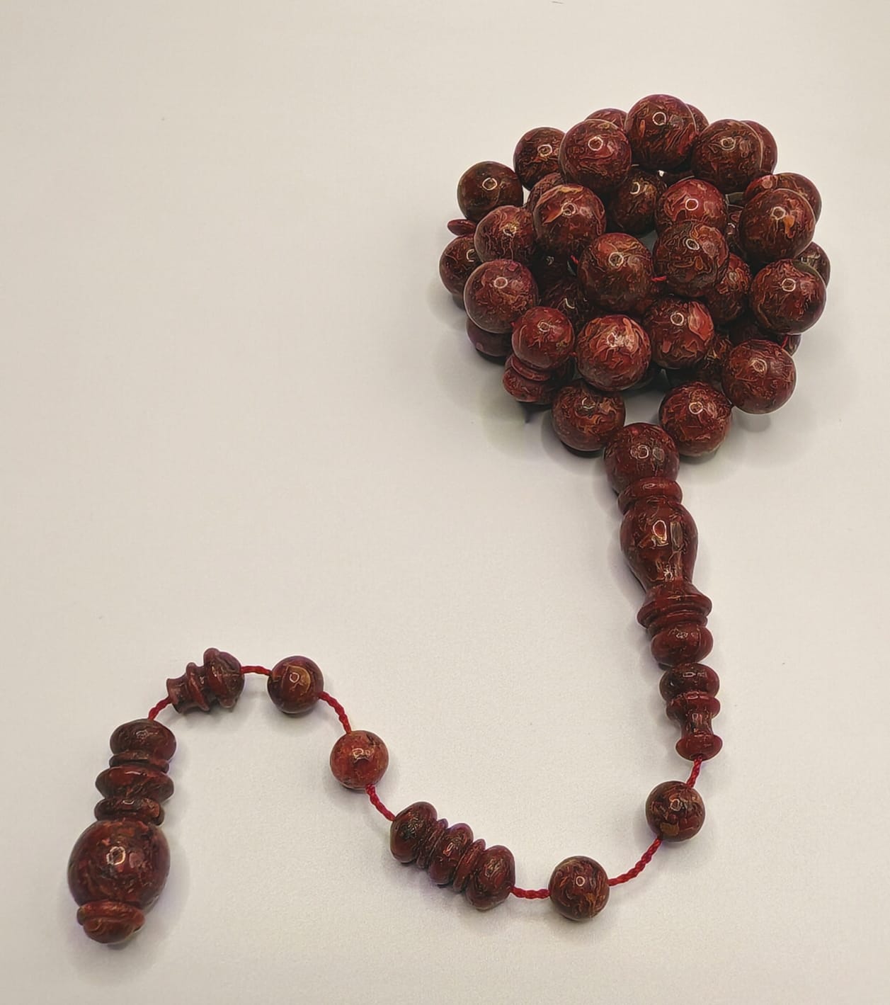 Luxury Pressed Rose Misbaha in Mulberry Color with Round Beads