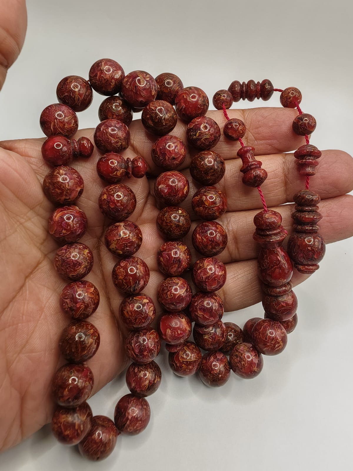 Luxury Pressed Rose Misbaha in Mulberry Color with Round Beads