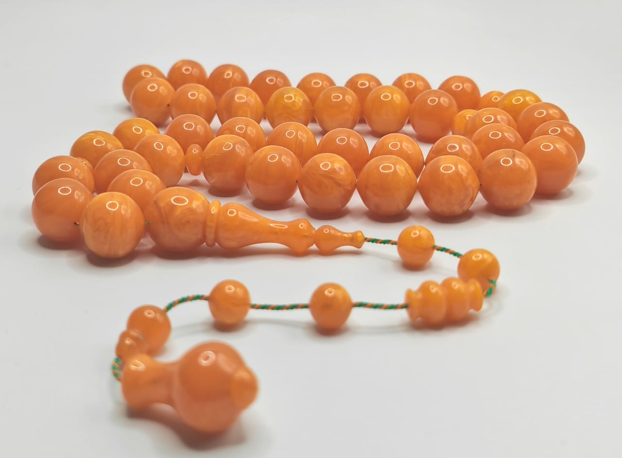 Luxury Carva Craft Desk-Style Bakelite Misbaha with Round Beads by Ali Behzad