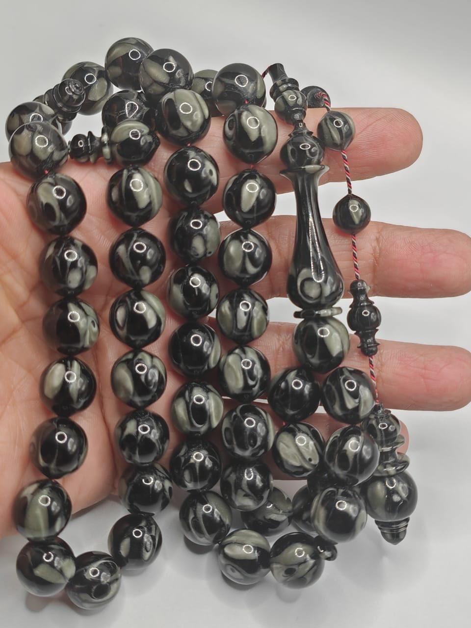 Luxury Smoky Gray French Rod Qalayeith Misbaha with Round Beads by Al Eisawi