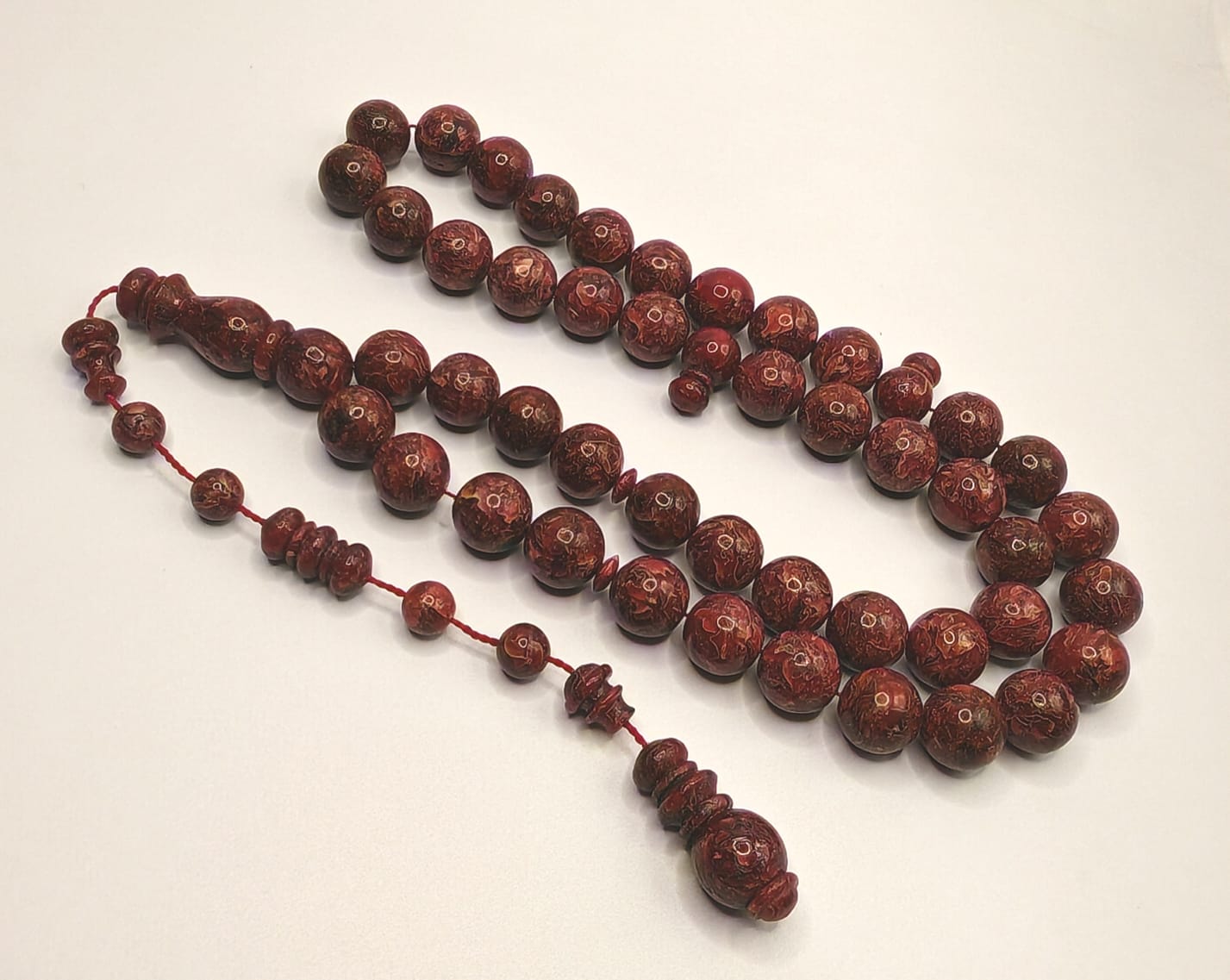 Luxury Pressed Rose Misbaha in Mulberry Color with Round Beads