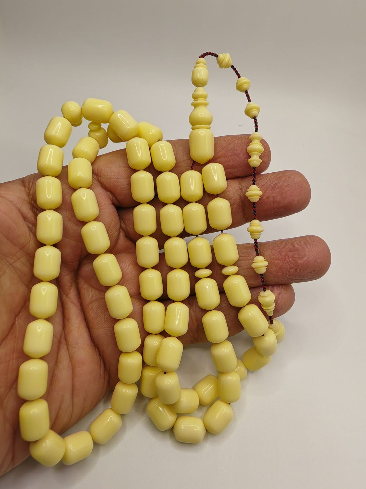 Luxury Vintage Domino Bakelite Misbaha with Barrel Beads and Full Accessories Crafted by Al Osta Mousa