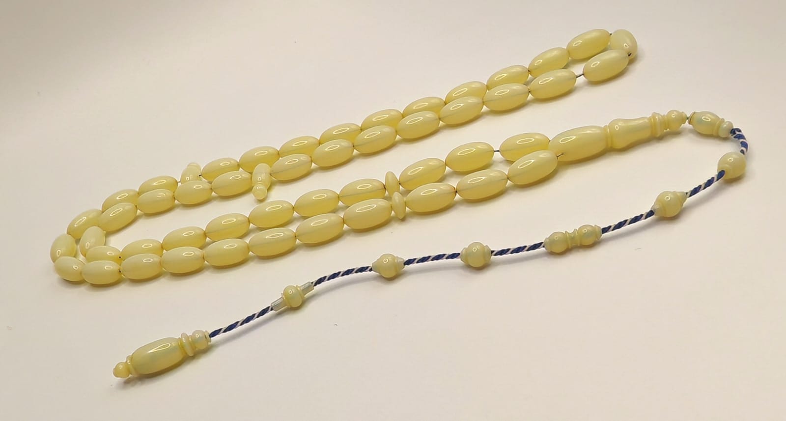 Luxury Ivory Pearl Vintage German Domino Bakelite Misbaha with Pine Shape Beads by Ahmed Hussein Afroto